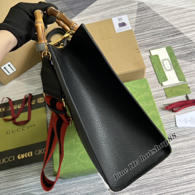 Gucci官網2022新款Aria-時尚詠歎調系列女包 古馳原廠皮竹節大號手提托特包678842 gqy4692